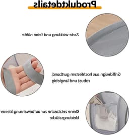 3 Pack Vouwbare Wasmand - 36 x 36 x 58 cm - Ademend en Ruimtebesparend - Voor Badkamer, Slaapkamer, Utility Room, Hotel, Reizen - Grijs — thumbnail 2