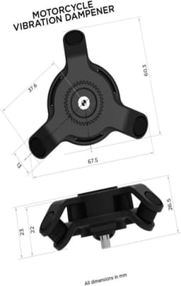 Motorfiets Trillingsdemper - Telefoonhouder Stabilisator - Bescherming Smartphone - Quad Lock Compatibel - 1x1x1 cm - Zwart — thumbnail 2