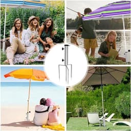 Parasolhouder met Grondanker en Verstelbare Steunen voor Strand en Tuin, Ideaal voor Vissen en Buitenactiviteiten — thumbnail 3