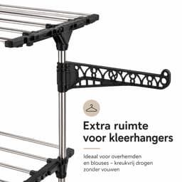 Droogtoren met 3 Niveaus – Inklapbaar Droogrek – Verrijdbaar met Wielen – 17 Meter Drooglengte – Compact Wasrek — thumbnail 3