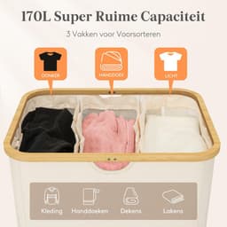 Dailygoods - Grote Wasmand met Deksel en 3 Vakken, 170 Liter — thumbnail 4