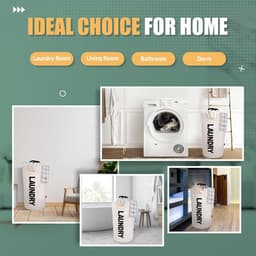 1 stuk - Handwaszak van stof - Wasmand van Oxford-stof - Opvouwbare opbergtas voor speelgoed - 90 liter - Gebroken wit - 38*72 cm - Geschikt voor slaapkamers, kledingkasten en studentenkamers — thumbnail 4
