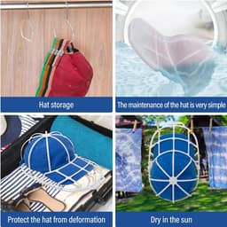Hoedenwasser - Hoedenrek - Hoedenwasmand voor de wasmachine - Wit - Hoedenwasser met netzak - Honkbalpettenwasser - Honkbalpettenwasmachine - Hoedenreinigingsmand - multifunctionele hoedenverzorgingstas — thumbnail 3