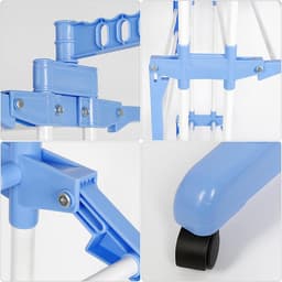 Wasrek met wieltjes - Kledingdroger toren - Ruimtebesparend drogen - Inklapbaar met zijvleugels - 170 cm hoog - Blauw — thumbnail 5