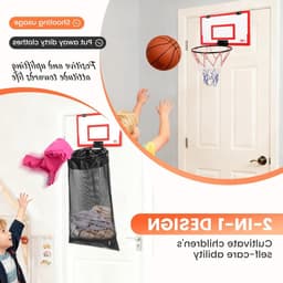 Wasmand voor basketbal, ophangbare waszak met ritssluiting, ideaal voor slaapkamer, badkamer en bijkeuken, zonder boren, 2-in-1 design, multifunctioneel en praktisch — thumbnail 1