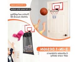 Wasmand voor basketbal, ophangbare waszak met ritssluiting, ideaal voor slaapkamer, badkamer en bijkeuken, zonder boren, 2-in-1 design, multifunctioneel en praktisch