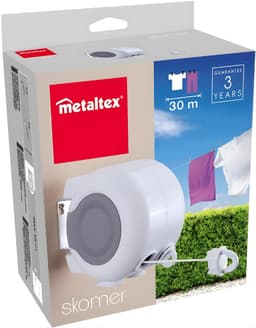Metaltex - Skomer - Uittrekbare Waslijn 30m - 2x 15 meter - Wanddroger Buiten - Automatische Waslijn - Ruimtebesparend - Grijs — thumbnail 4