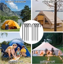 8 Stuks Grondpalen en Grondankers van 30 cm - J-Haak Tentpinnen voor Beveiliging van Tenten, Tuinpalen en Trampolines — thumbnail 5