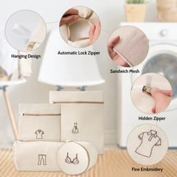 Dailygoods- Waszakken Set van 4 - Dubbel Laags - Zakken met Rits - Kledingbescherming - Duurzaam Gaas - Geschikt voor Delicate Was - Wasnetten — thumbnail 2