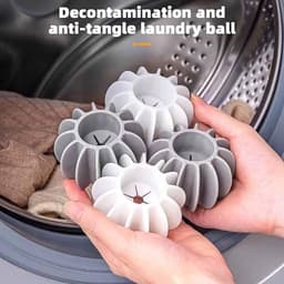 Wasmachine Ballen - Droger Ballen - Kleding Wassen - Anti-klit Ontwerp - 10 Stuks - Grijs en Wit — thumbnail 4