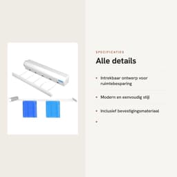 Dailygoods- Waslijn Intrekbaar - Wanddroogrek - Kledingdroogtouw - Ruimtebesparend - 5 Touwen - Draagt tot 8kg - Droogtouw — thumbnail 5