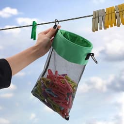 Wasknijper Tas - Opbergzak Kleding - Wasknijpers Organiseren - Mesh Met Haken - 30 x 20 cm - Groen — thumbnail 4