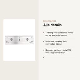 Dailygoods- Waslijn Oprolbaar - Wandgemonteerd - Intrekbaar - 14ft - Heavy Duty - Roestvrij Staal - Wasrek — thumbnail 5