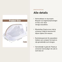 Dailygoods- Waszakken 2 Stuks - Waszakken voor Schoenen - Wasnet met Ritssluiting - Herbruikbaar - Polyester - 24x24x40cm - Schoenenwaszak — thumbnail 5
