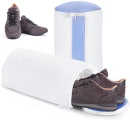 Dailygoods- Schoenwaszak met rits - 2 stuks - Wit/Blauw - Herbruikbaar - Polyester - Zachte vezels voor reiniging - Schoenentas — thumbnail 1