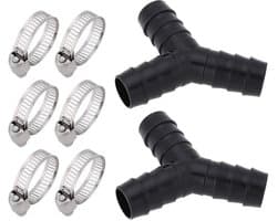 Dailygoods- Y-aansluiting 16 mm - Set van 2 - Slangklem 20 mm - Drieweg-ontwerp - Geschikt voor wasmachine/droger - Optimaliseert indeling huisruimte - Afvoerslang