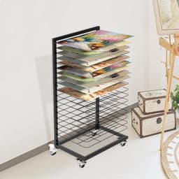 Dailygoods- Fotodroogrek Mobiel met 18 Planken - Vergrendelbare Wielen - Functioneel Design - Opbergoplossing voor Kunstwerken - Afmetingen 42 x 30 x 77 cm - Droogrek — thumbnail 1