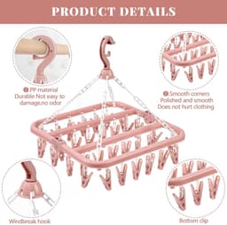 Dailygoods- Droogrek Draaibaar - Wasrek Inklapbaar - 32 Klemmen - Antislip - Opvouwbaar - Hoogwaardig PP-Plastic — thumbnail 5