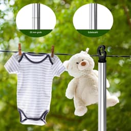 Waslijn Stang Set - Droogrek Buiten - Kleding Drogen - Roestvrij Staal - 10 Meter Lijn - Niet gespecificeerd — thumbnail 3