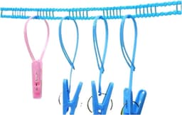 Waslijn Outdoor - Reis Waslijn - Kleding Drogen - Winddicht Ontwerp - 5 Meter - Roze — thumbnail 1