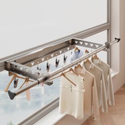 Opvouwbaar muurwasrek – uitschuifbaar droogrek 62.3–115 cm met klemmen – ruimtebesparend zwart — thumbnail 2