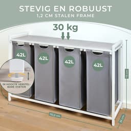 REN® Wasmand 4 Vakken - Wasmand - Wassorteerder - Crème - 73cm x 111cm x 36cm — thumbnail 4