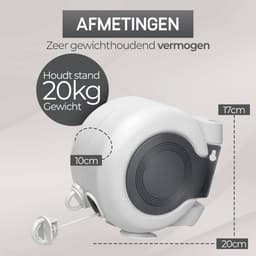 Aydin Online® Uittrekbare Waslijn 2x15 Meter – Dubbele Clothesline voor Binnen & Buiten – RVS Windbestendige Waslijn – Wandmontage met Bevestigingsset — thumbnail 4