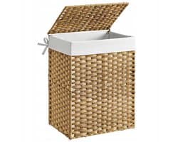 Songmics - Wasmand - Handgeweven Rattan - 90L - Organizer met Deksel
