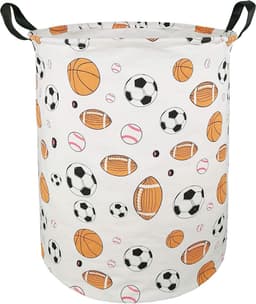 Ronde Basketbal Voetbal Wasmand Cadeau Opbergmand - Kledingopbergmand - Plankmand met Handvatten voor Kamerdecoratie (Bollen) — thumbnail 1