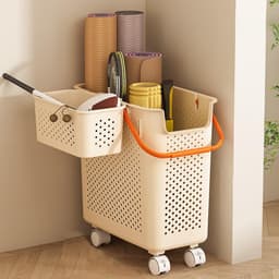 Wasmand met wielen - Smalle opberger - Kleding sorteren - Geen montage nodig - 40 x 25.5 x 43.5 cm — thumbnail 1