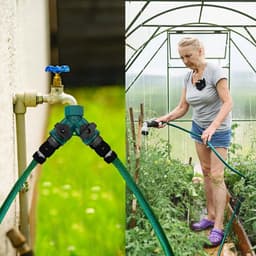 Y Stuk kraan splitter - 2 stuks - Y verdeler tuinslang - Waterverdeler 2-weg - Tuinslangaansluiting - Tuingereedschap - Waterverdeler Wasmachine en Vaatwasser - Voor gebruik in huis en tuin - Groen — thumbnail 3