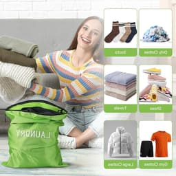 Waterdichte waszakken voor vuile kleding - 4-pack, 3 maten, opvouwbare tas voor zwemmen, yoga en reizen — thumbnail 3