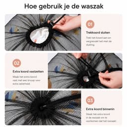 BOTC Waszakken - 60*90cm Waszak Groot - Set van 2 - Waszak Wasmachine - Laundry bag - Waszakken - Zwart — thumbnail 3