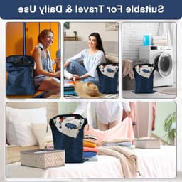 Set van 4 Vouwbare Waszakken voor Vuile Kleding, Herbruikbare en Waterdichte Opbergzakken met Rits voor Zwemmen, Yoga en Reizen — thumbnail 3