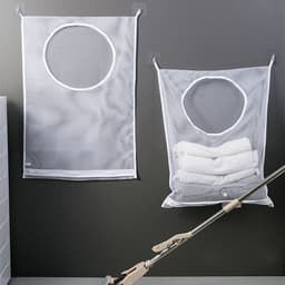 Zeynomax - Wasmand ophangen - Waszak deur - Waszak organizer voor slaapkamer badkamer - Wit - Opbergzak - Ruimtebesparend - Geschikt voor vuile was .. — thumbnail 4