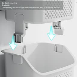 Dailygoods- Wasmand met Wielen - Wasmand 3 Vakken - Wasmand met Deksel - Wassorteerder - Huishoud Organizer - PP/ABS Constructie - Wascontainer — thumbnail 5
