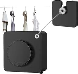 Ingebouwde Waslijn - Oprolbare Lijn - Kleding Drogen - Ruimtebesparend Ontwerp - 4.8 Meter - Zilver — thumbnail 1