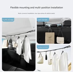 Multifunctionele Waslijn - Reislijn Ophangsysteem - Kleding Drogen - Verstelbare Lengte - 87 tot 130 cm - Zwart — thumbnail 3