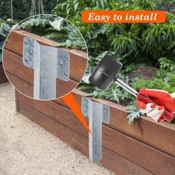 Set 10 spoorbielzensteunen 41,5cm – stevige houten palen met ankers voor tuinaanleg, gazons en opritten — thumbnail 2
