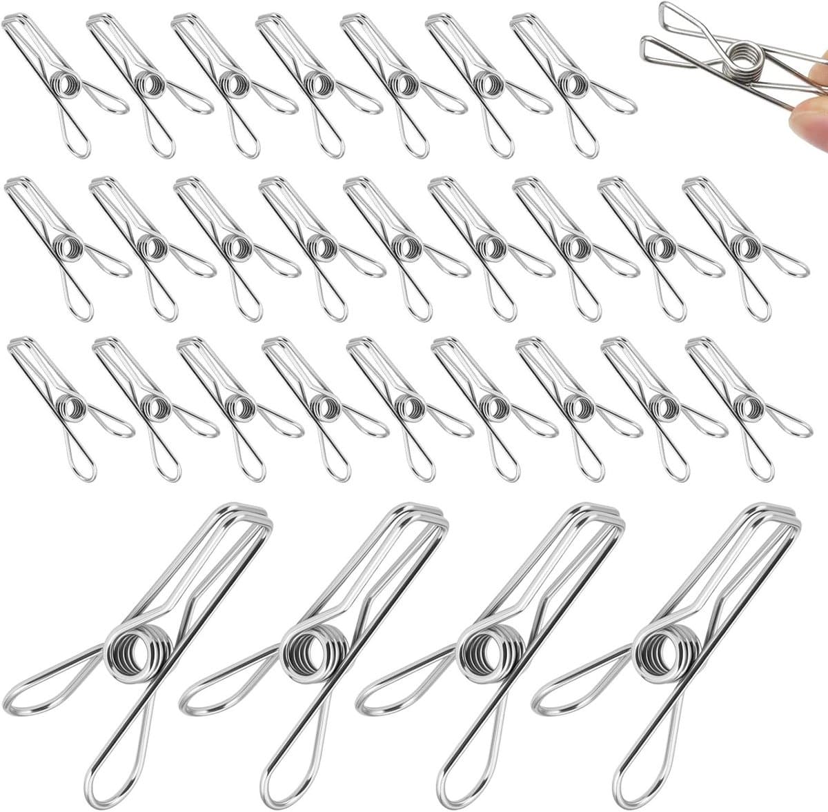 Duurzame RVS Wasknijpers voor Handdoeken, Kleding en Sokken - 70 Stuks, 6CM, Ideaal voor Camping en Kledinglijn — afbeelding 1