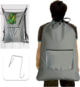 Praktische waszak voor onderweg, vuilniszak voor kleding, hangend aan de deur, schoudertas, grijs — thumbnail 3