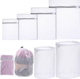 6 Stuks Waszakken van Gaas, 4 Netzakken met Rits en 2 Trekkoordzakken voor Ondergoed, Sokken en Kleding - Ideaal voor Thuis en Reizen — thumbnail 1