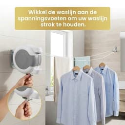 DIVERZA Waslijn 30M – Automatische en Oprolbare Drooglijn – 2 Waslijnen 15 meter – Wasrek – Droogrek – Binnen en Buiten – Wit — thumbnail 4