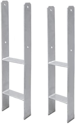 Paalankers 2 stuks - H-anker grondanker - Stevig Fundament - Thermisch Verzinkt Staal - 600mm Lengte 111mm Diep - Zilverkleurig — thumbnail 1