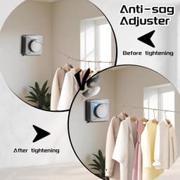Intrekbare Waslijn - Wandwaslijn Binnen - Ruimtebesparend Droogrek - Niet Doorhangend Ontwerp - 4 Meter Uittrekbaar - Wit — thumbnail 5