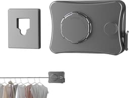 Intrekbare Waslijn - Wanddroger Binnen - Kleding Drogen - Zonder Boren - 5.1 Meter - Grijs — thumbnail 1