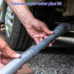 Afvoerslang Caravan - Afvalwaterslang Set - Afvalwater Afvoeren - Verstelbare Adapter - 3 tot 5 Meter - Grijs — thumbnail 4