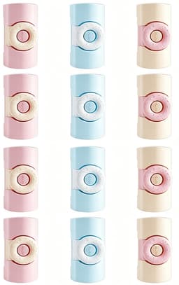 12 Stuks - Stevige Dekbedklemmen - Dekbedovertrekclips - 2,5 × 2,5 × 4,4 cm - Dekbedknijpers - Dekbed Clips - ABS - Voorkomt verschuiven dekbedovertrek - Roze, blauw, wit — thumbnail 1
