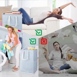 Vouwbare 75L Wasmand voor Vuile Kleding, Waterdichte Opbergcontainer voor Kleding, Speelgoed en Handdoeken in Badkamer en Wasruimte, Blauw — thumbnail 2
