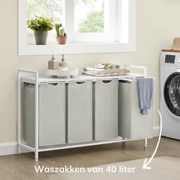 ACAZA Wasmand - Wassorteerder - 4 Vakken - 160 L - 116 x 72 x 33 cm - Wit — thumbnail 4
